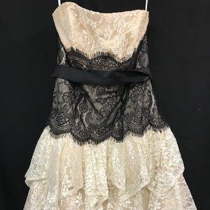 Strapless Black and White Lace Dress